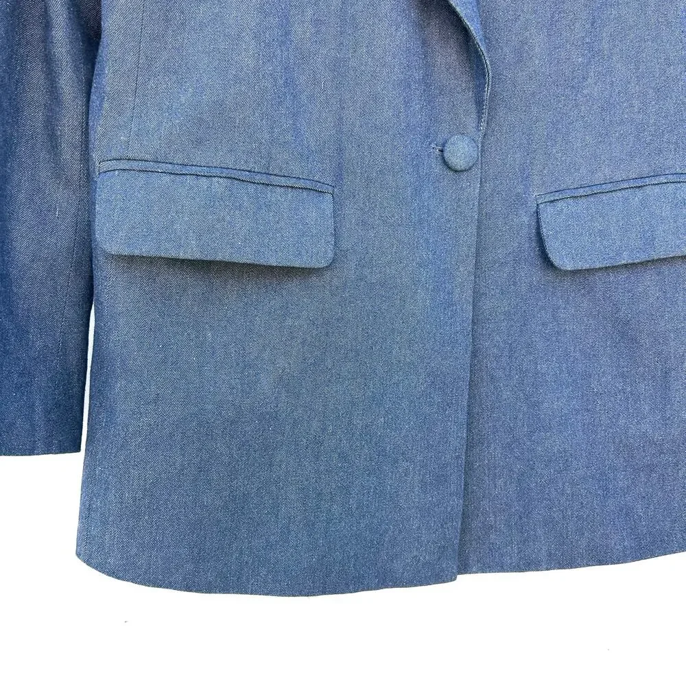 WeWoreWhat Downtown Blazer Jacket Houston Blue XS Structure Shoulders - Picture 8 of 11